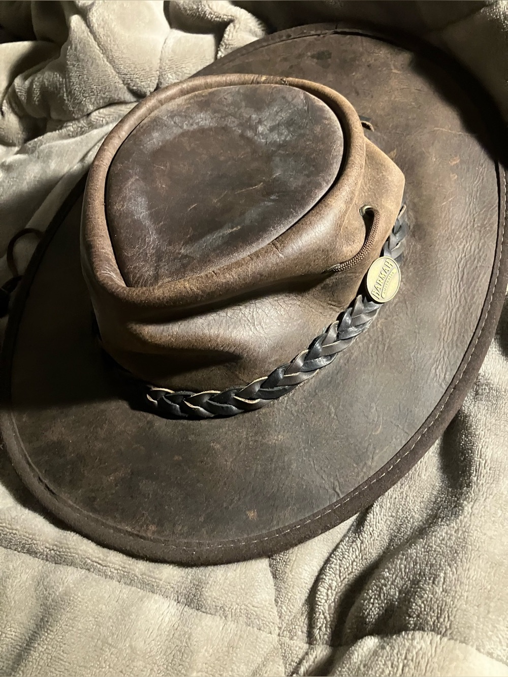 Barmah Australia 1023 Squashy Buffalo Leather Hat, Size M brown